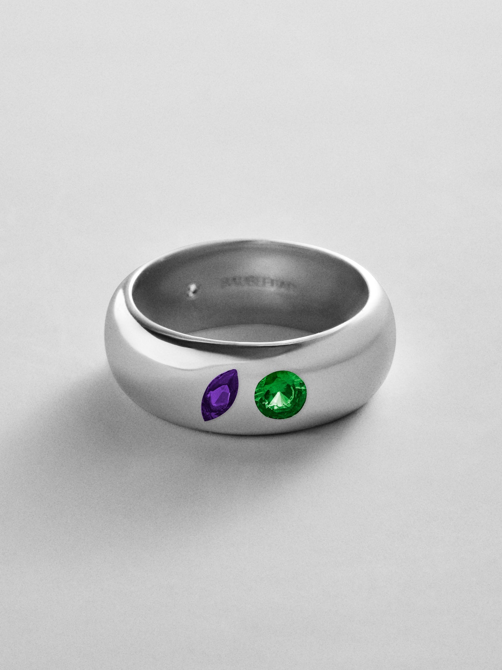 Multi-Stone Puffy Custom Birthstone Ring - Silver