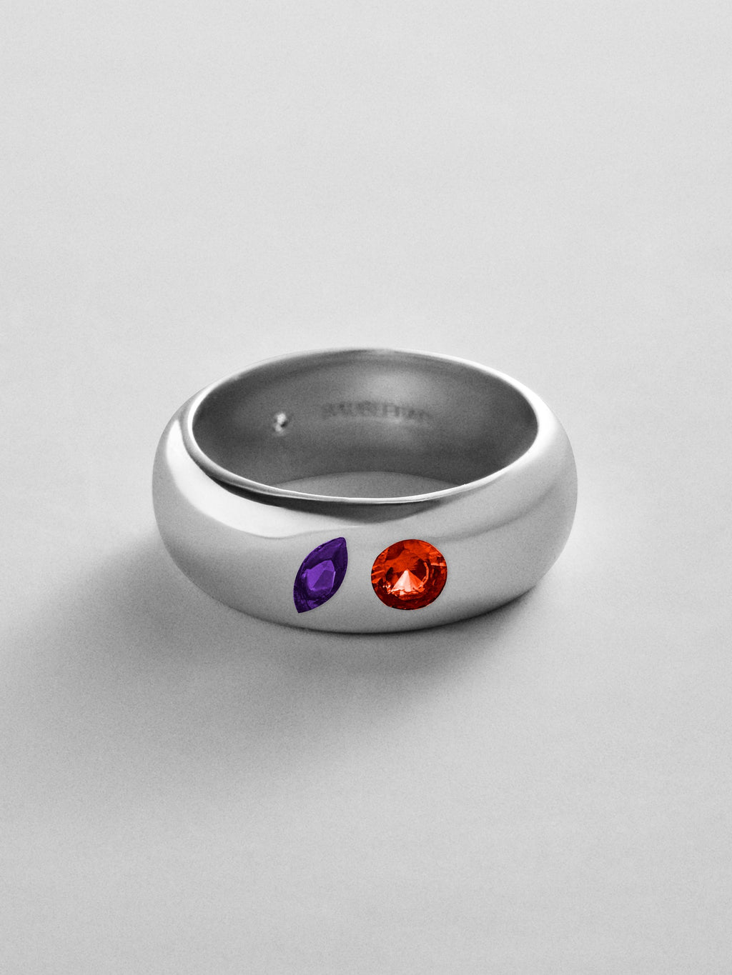 Multi-Stone Puffy Custom Birthstone Ring - Silver