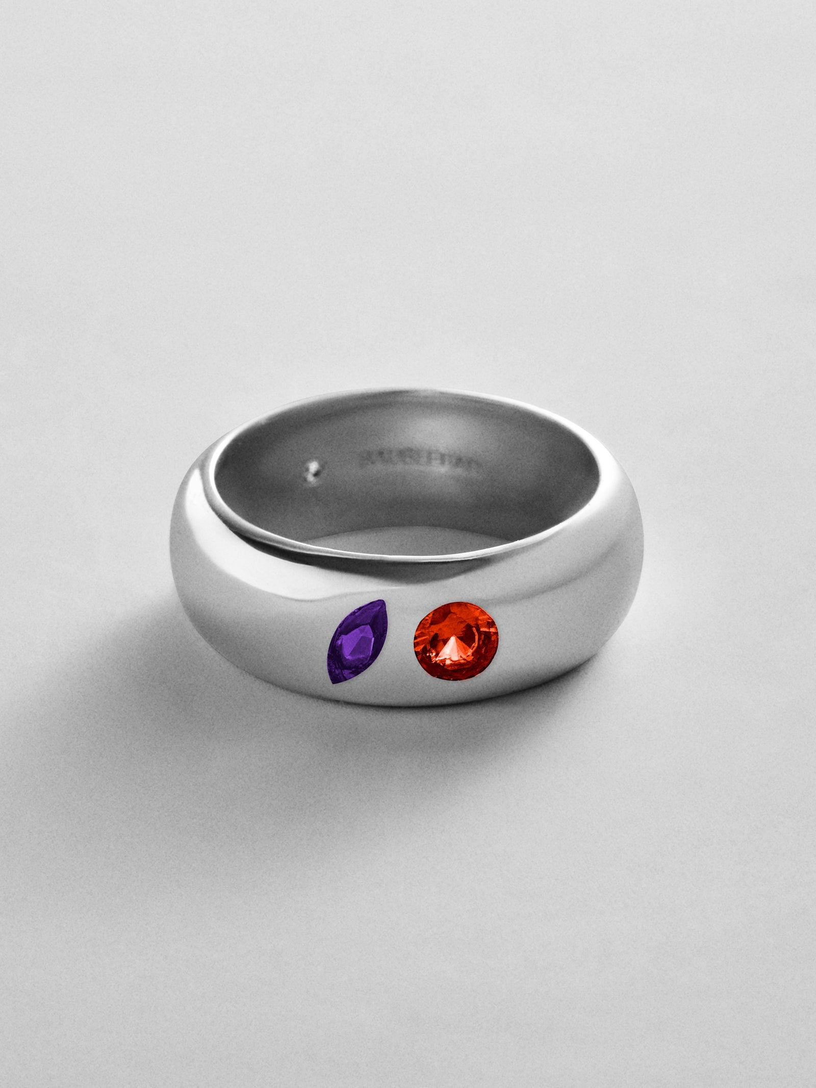 Multi-Stone Puffy Custom Birthstone Ring - Silver