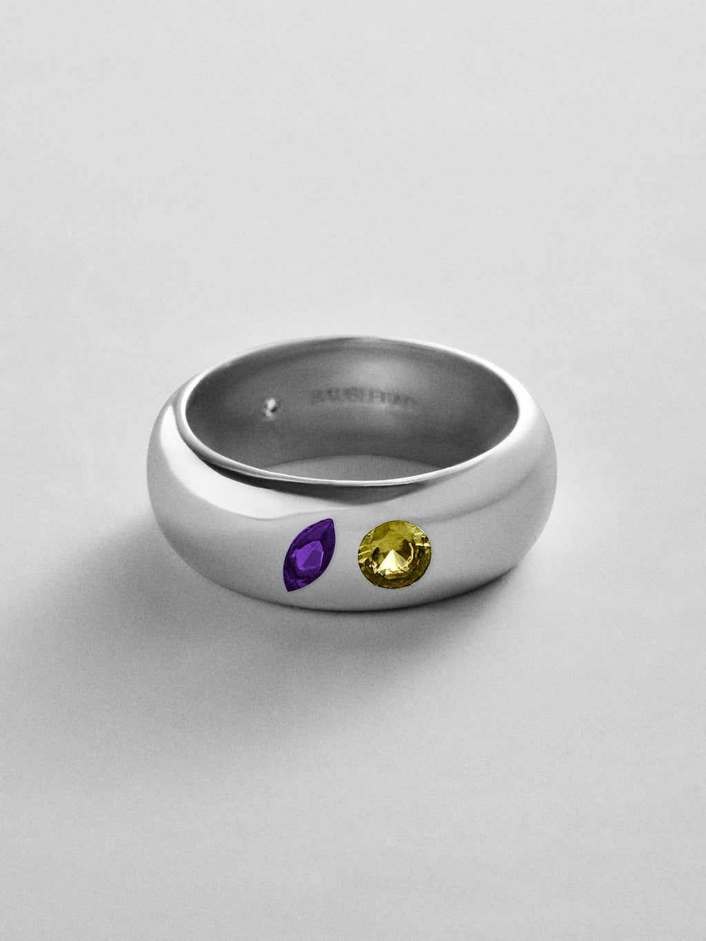 Multi-Stone Puffy Custom Birthstone Ring - Silver