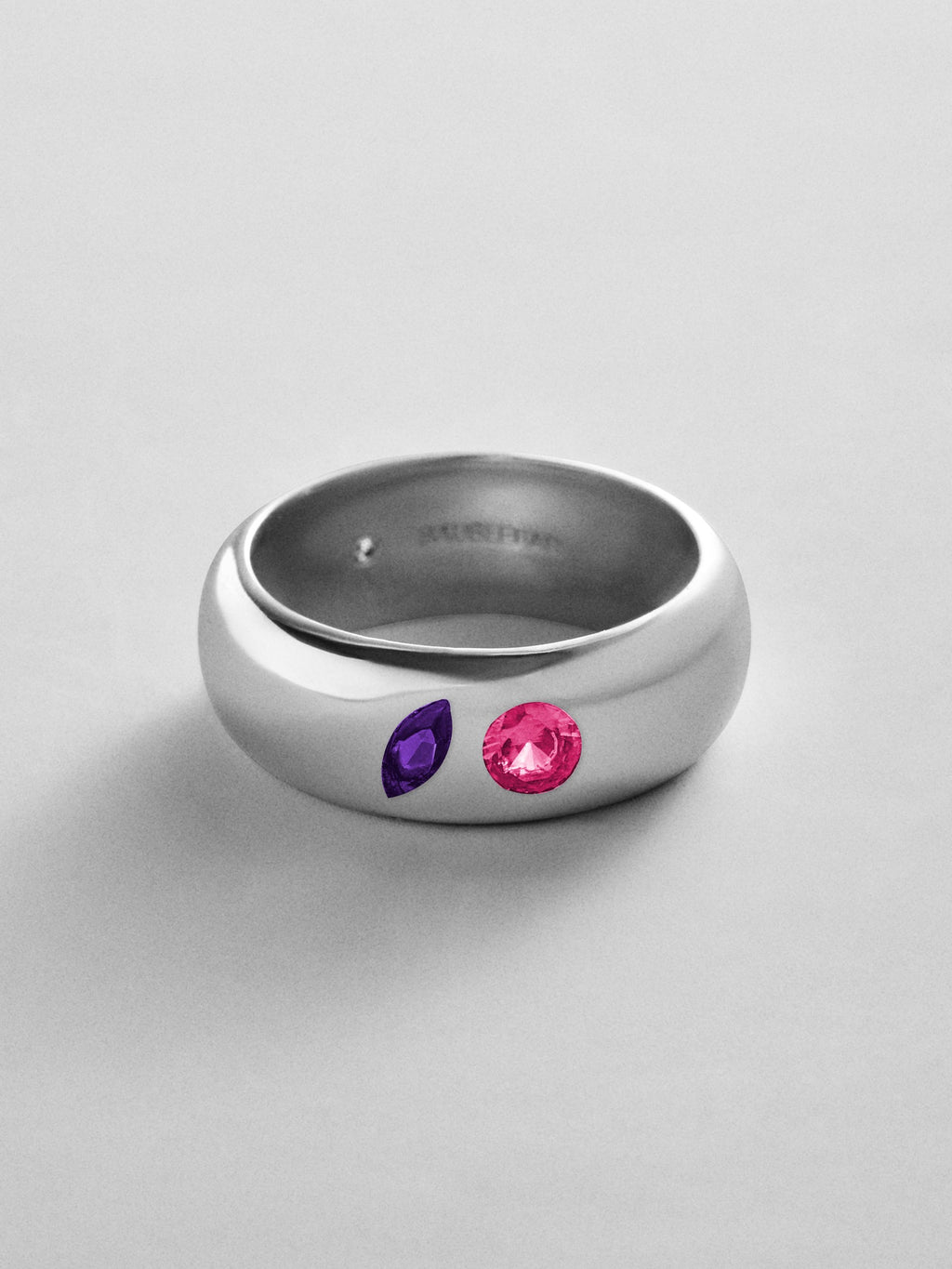 Multi-Stone Puffy Custom Birthstone Ring - Silver