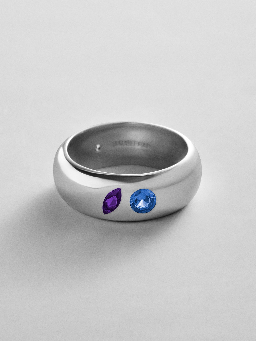 Multi-Stone Puffy Custom Birthstone Ring - Silver
