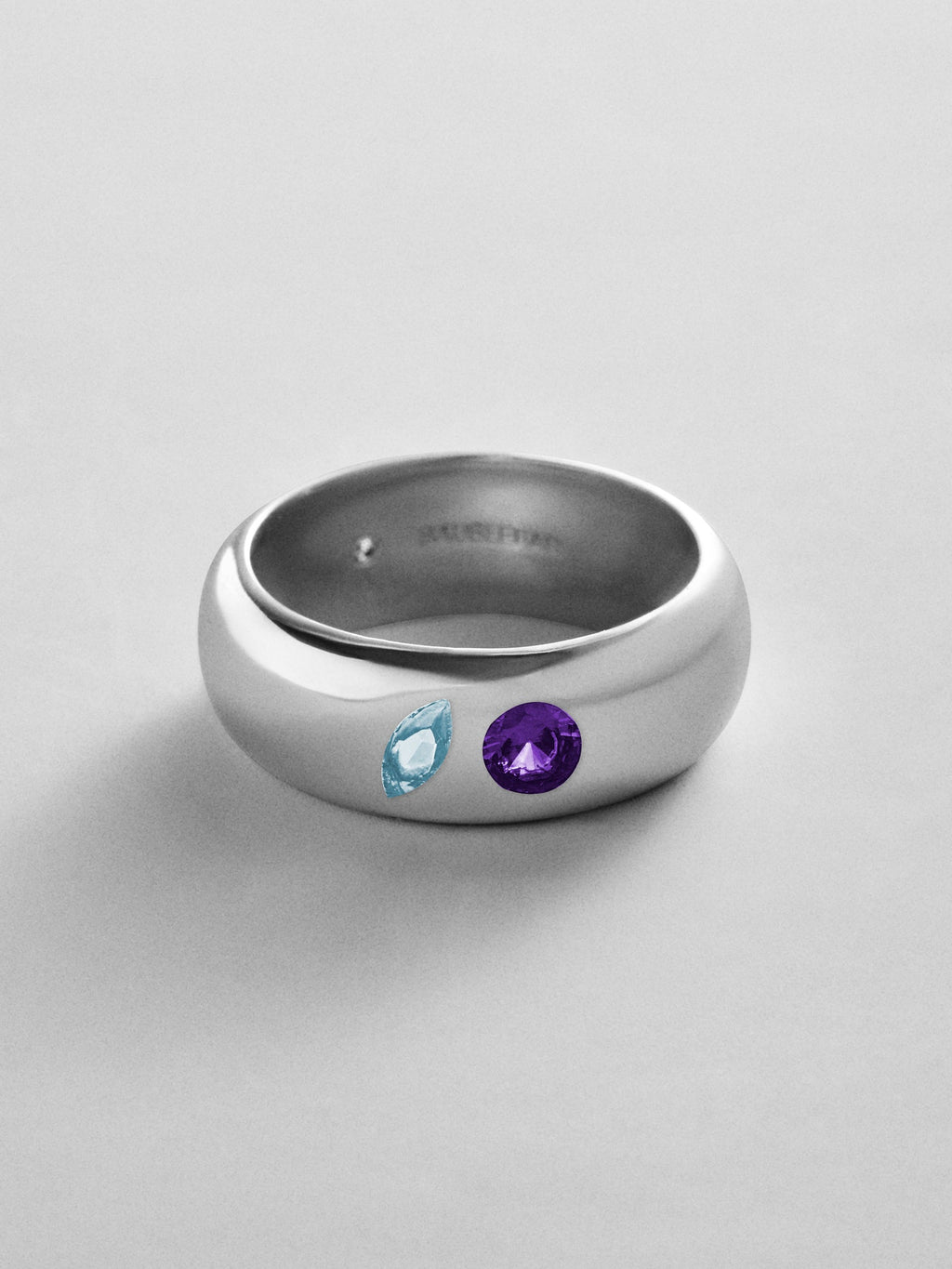 Multi-Stone Puffy Custom Birthstone Ring - Silver