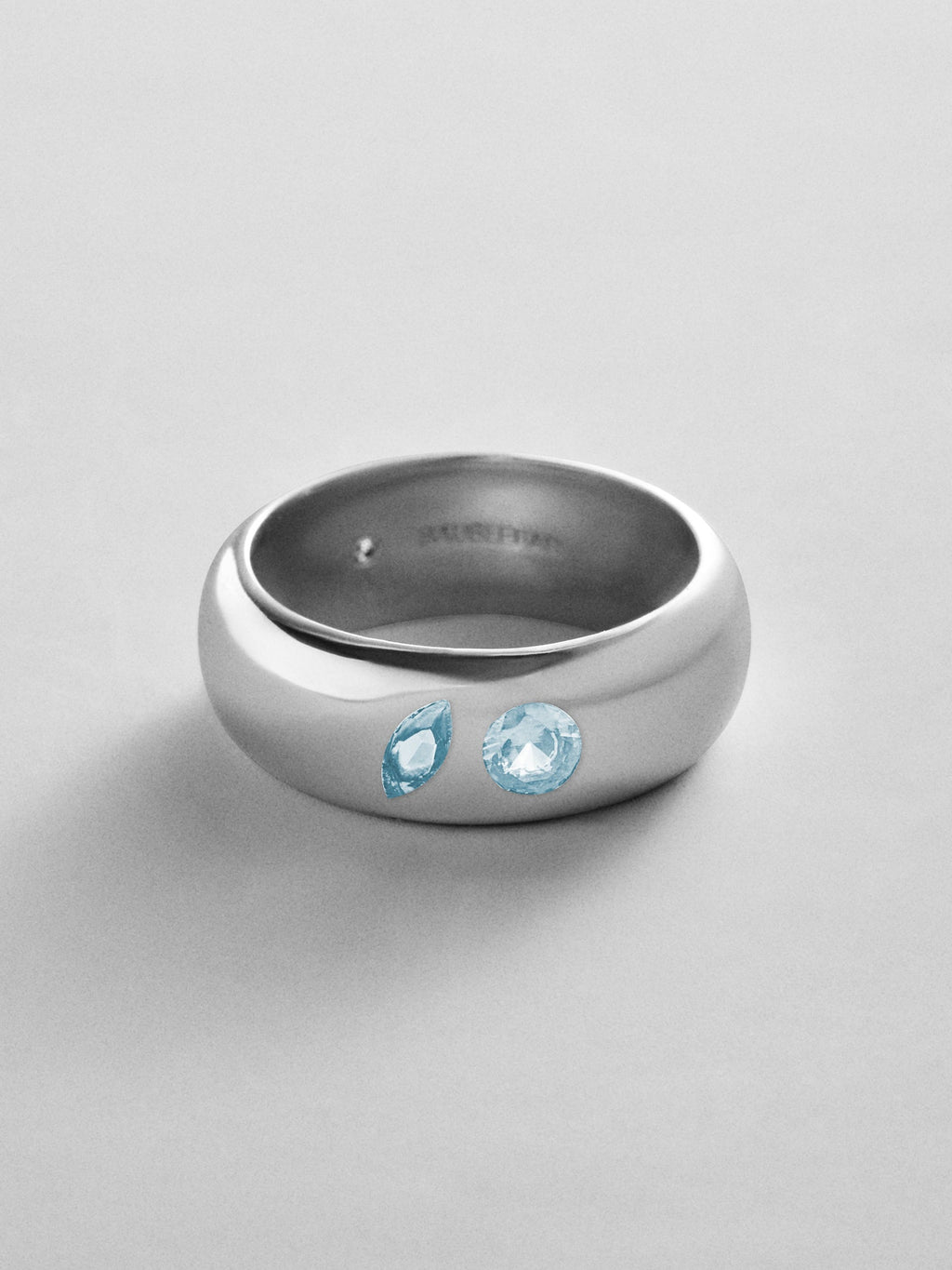 Multi-Stone Puffy Custom Birthstone Ring - Silver