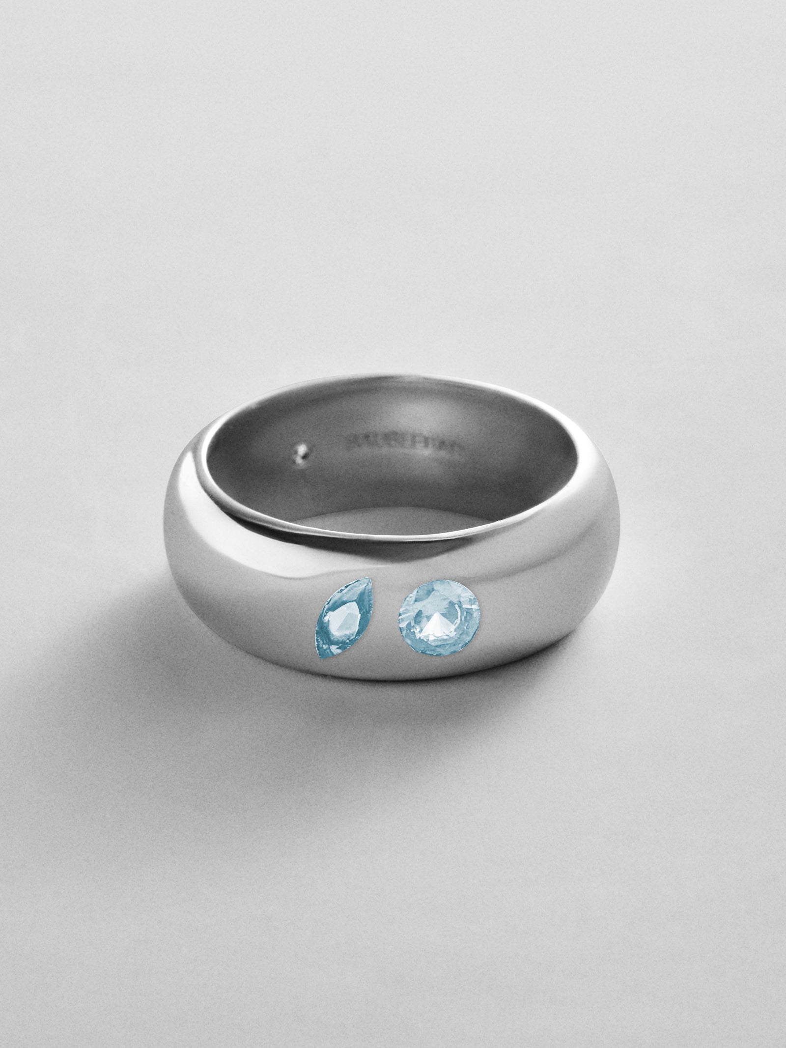 Multi-Stone Puffy Custom Birthstone Ring - Silver