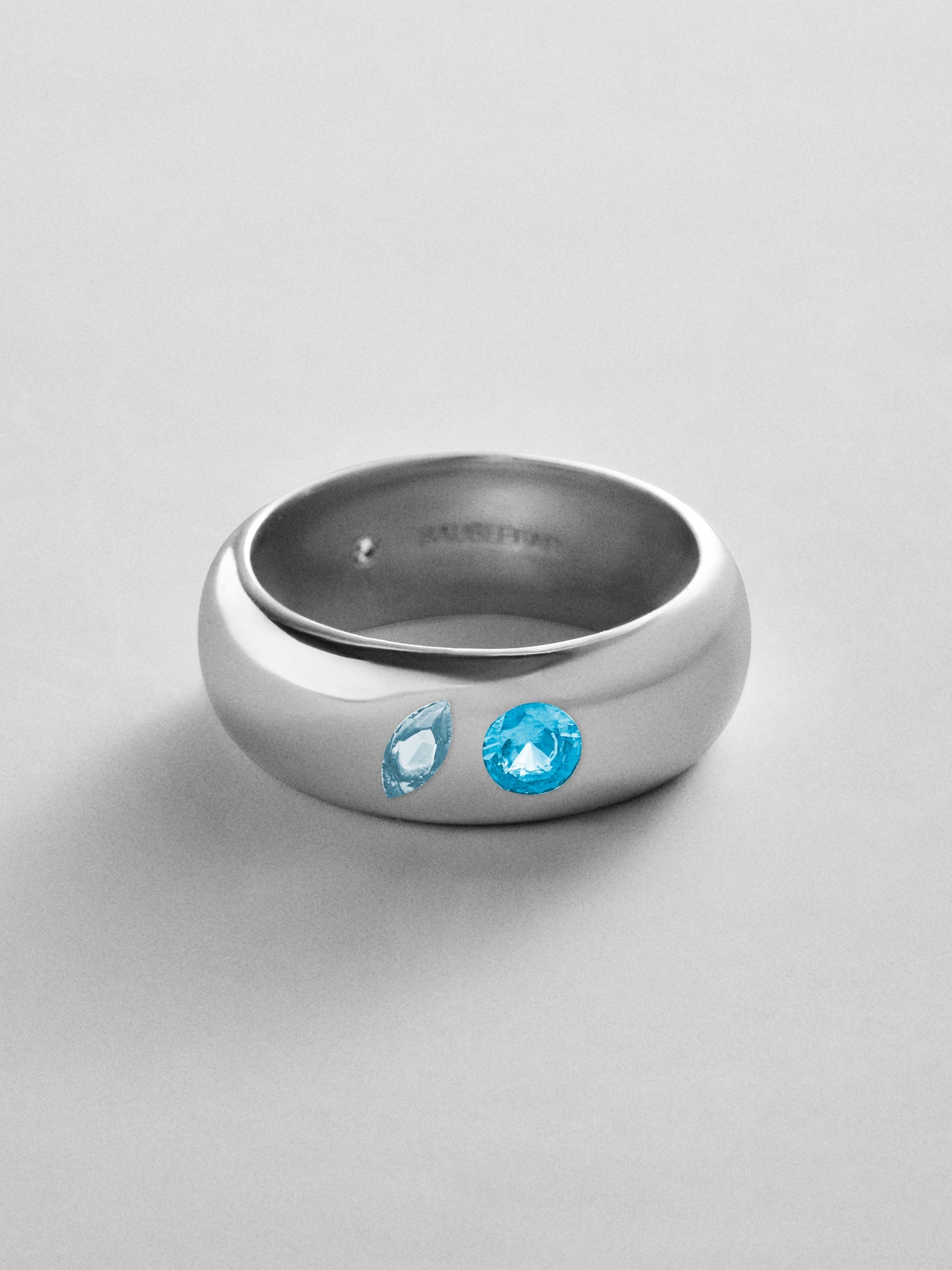 Multi-Stone Puffy Custom Birthstone Ring - Silver