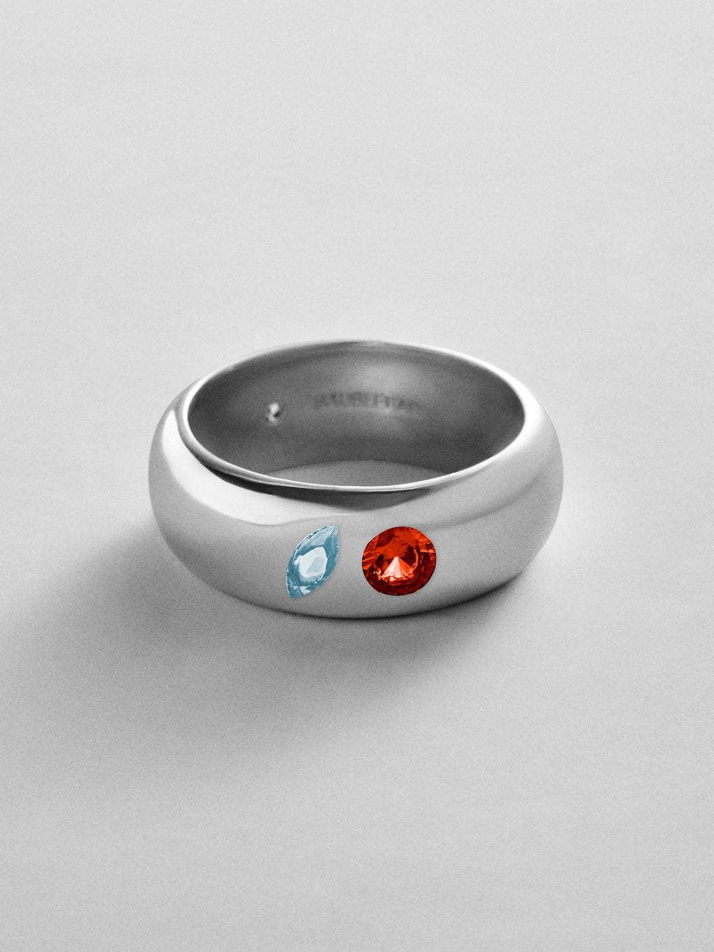 Multi-Stone Puffy Custom Birthstone Ring - Silver
