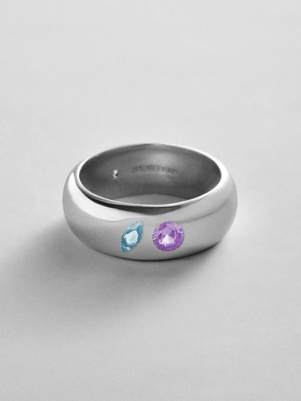 Multi-Stone Puffy Custom Birthstone Ring - Silver