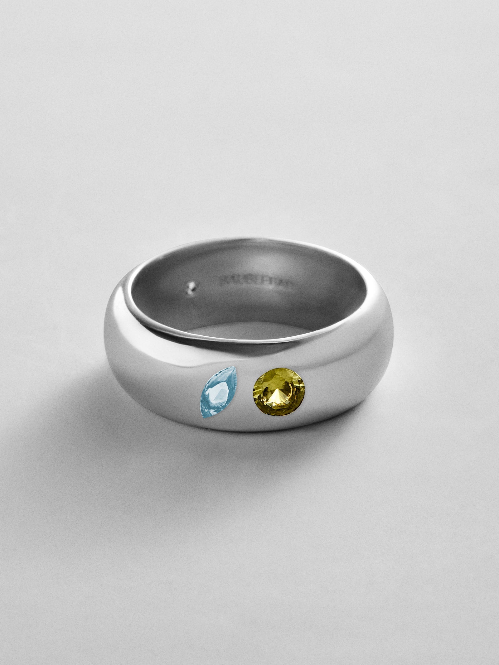Multi-Stone Puffy Custom Birthstone Ring - Silver