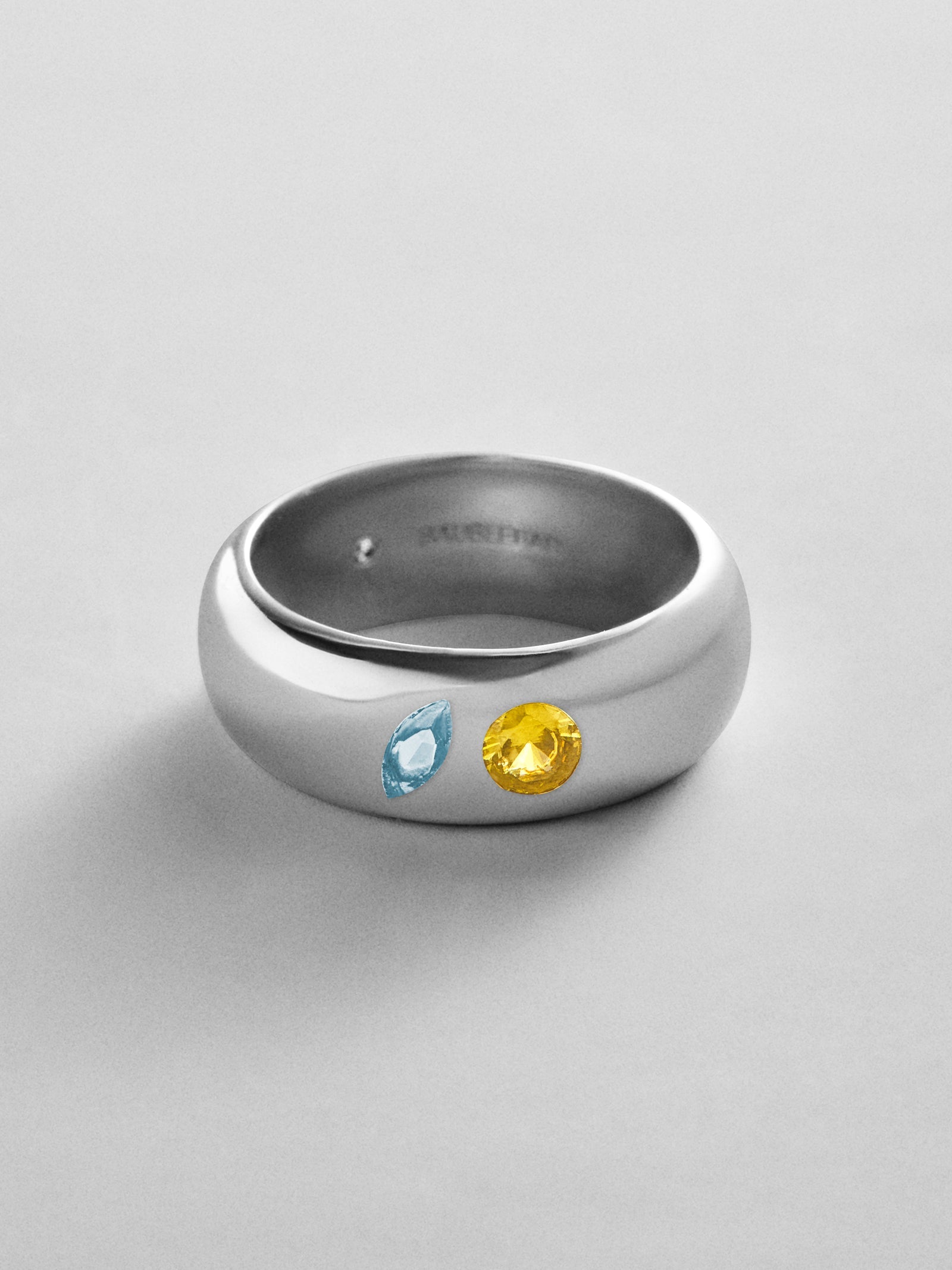Multi-Stone Puffy Custom Birthstone Ring - Silver
