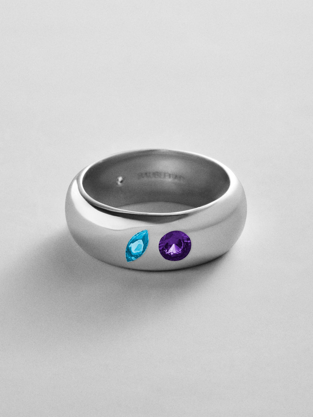 Multi-Stone Puffy Custom Birthstone Ring - Silver