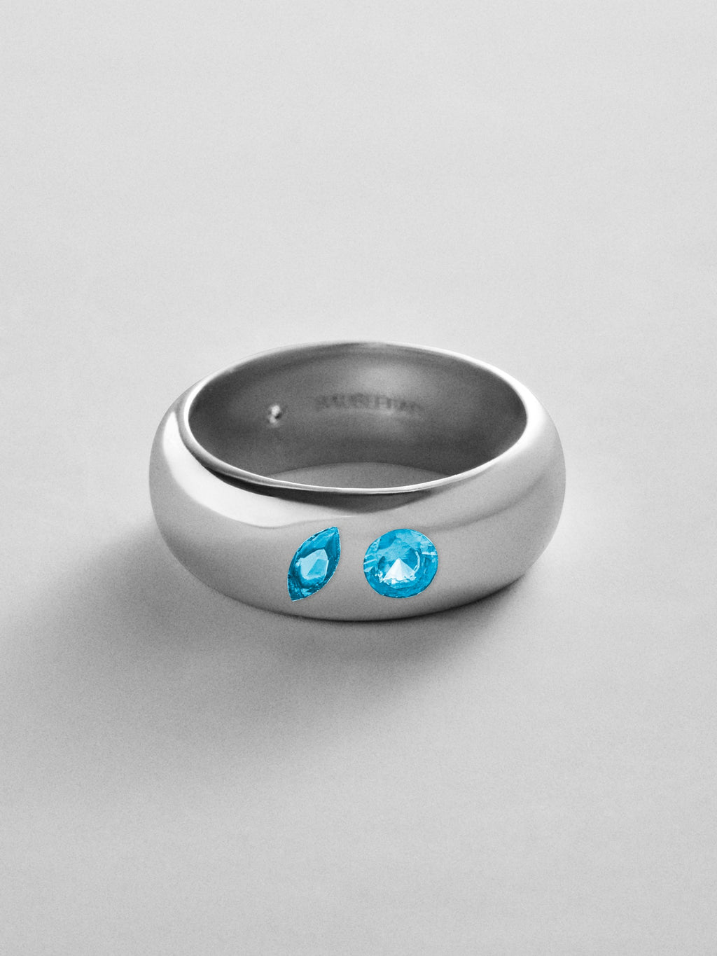 Multi-Stone Puffy Custom Birthstone Ring - Silver