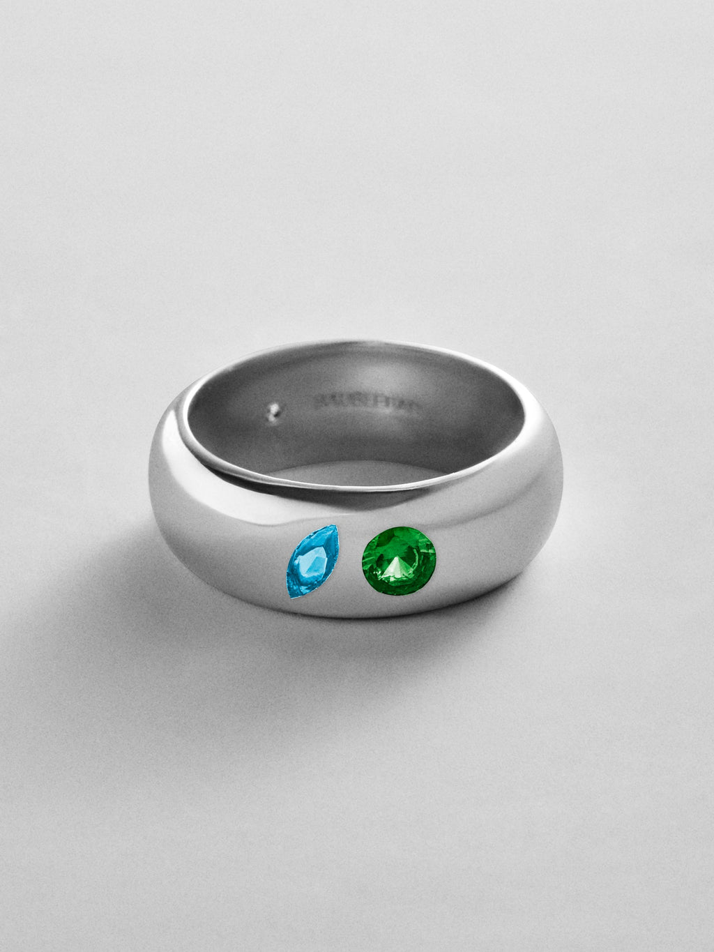 Multi-Stone Puffy Custom Birthstone Ring - Silver