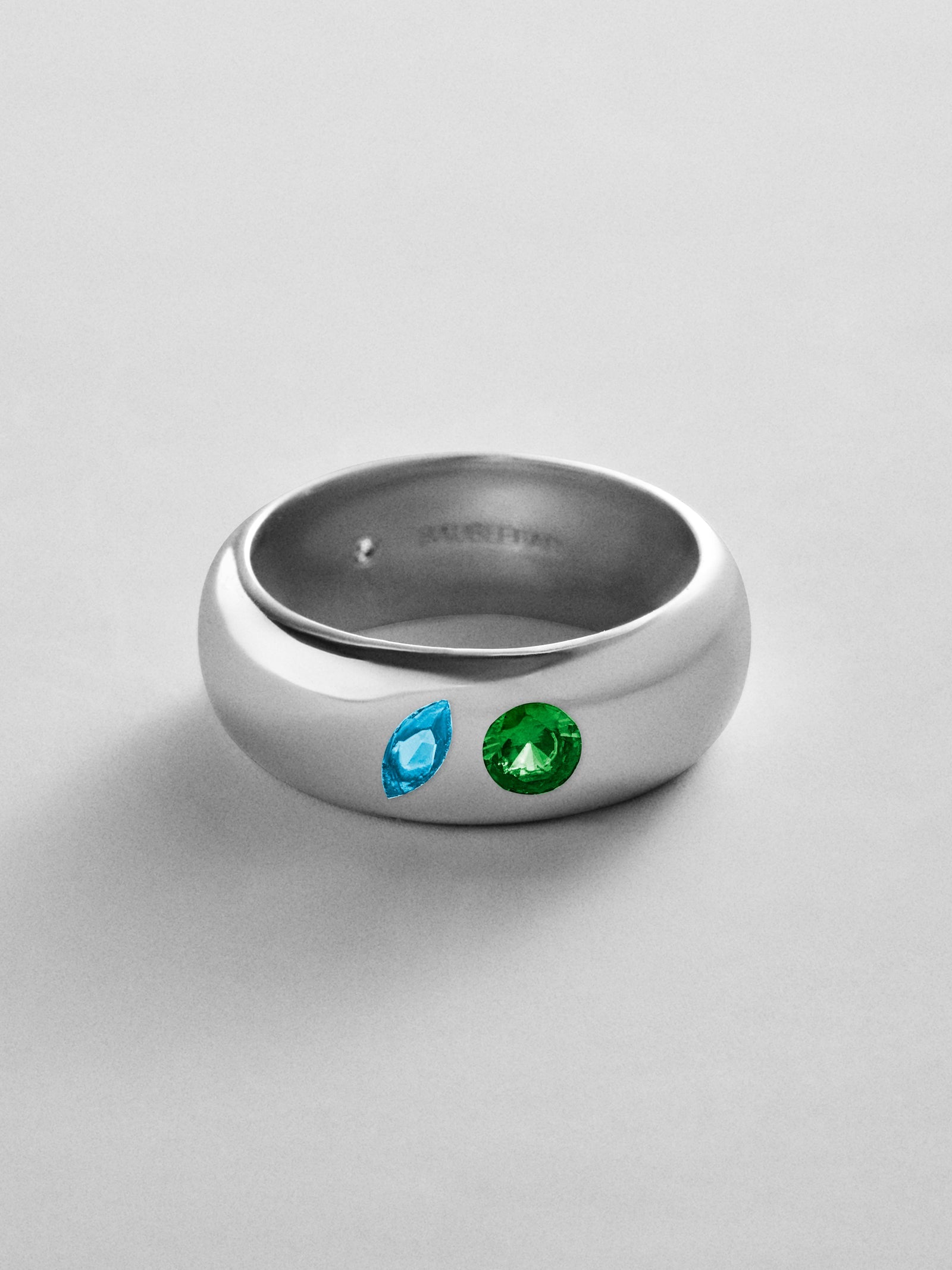 Multi-Stone Puffy Custom Birthstone Ring - Silver