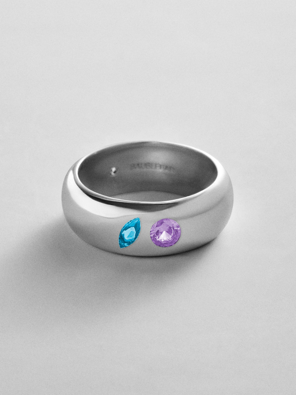 Multi-Stone Puffy Custom Birthstone Ring - Silver