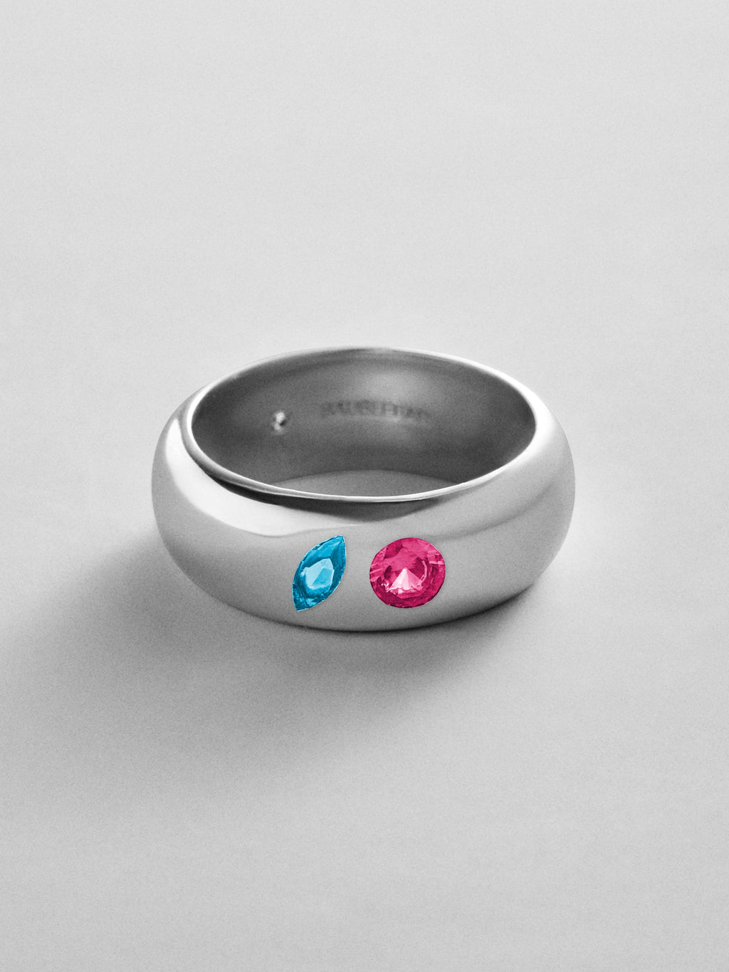 Multi-Stone Puffy Custom Birthstone Ring - Silver
