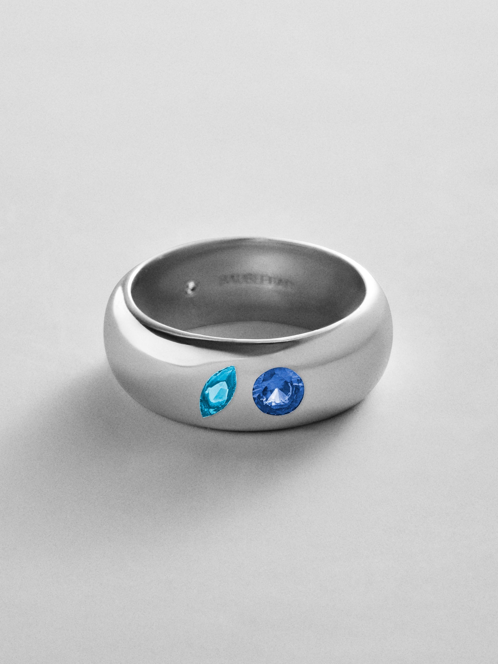 Multi-Stone Puffy Custom Birthstone Ring - Silver