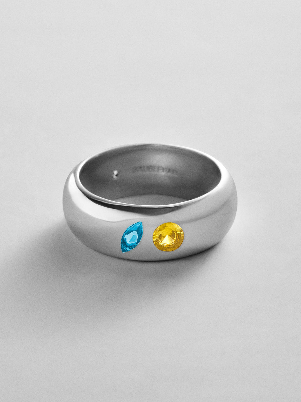 Multi-Stone Puffy Custom Birthstone Ring - Silver