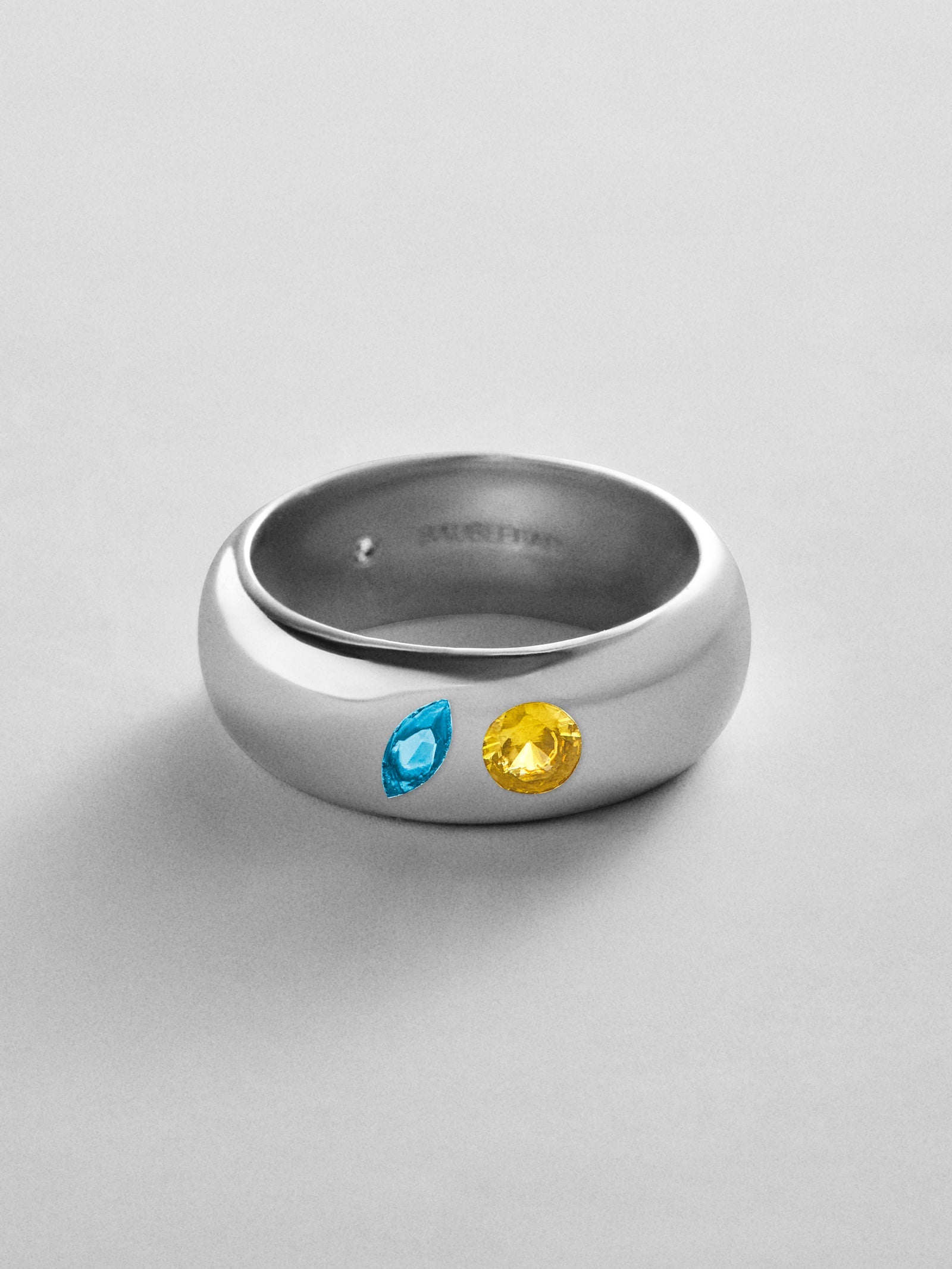 Multi-Stone Puffy Custom Birthstone Ring - Silver
