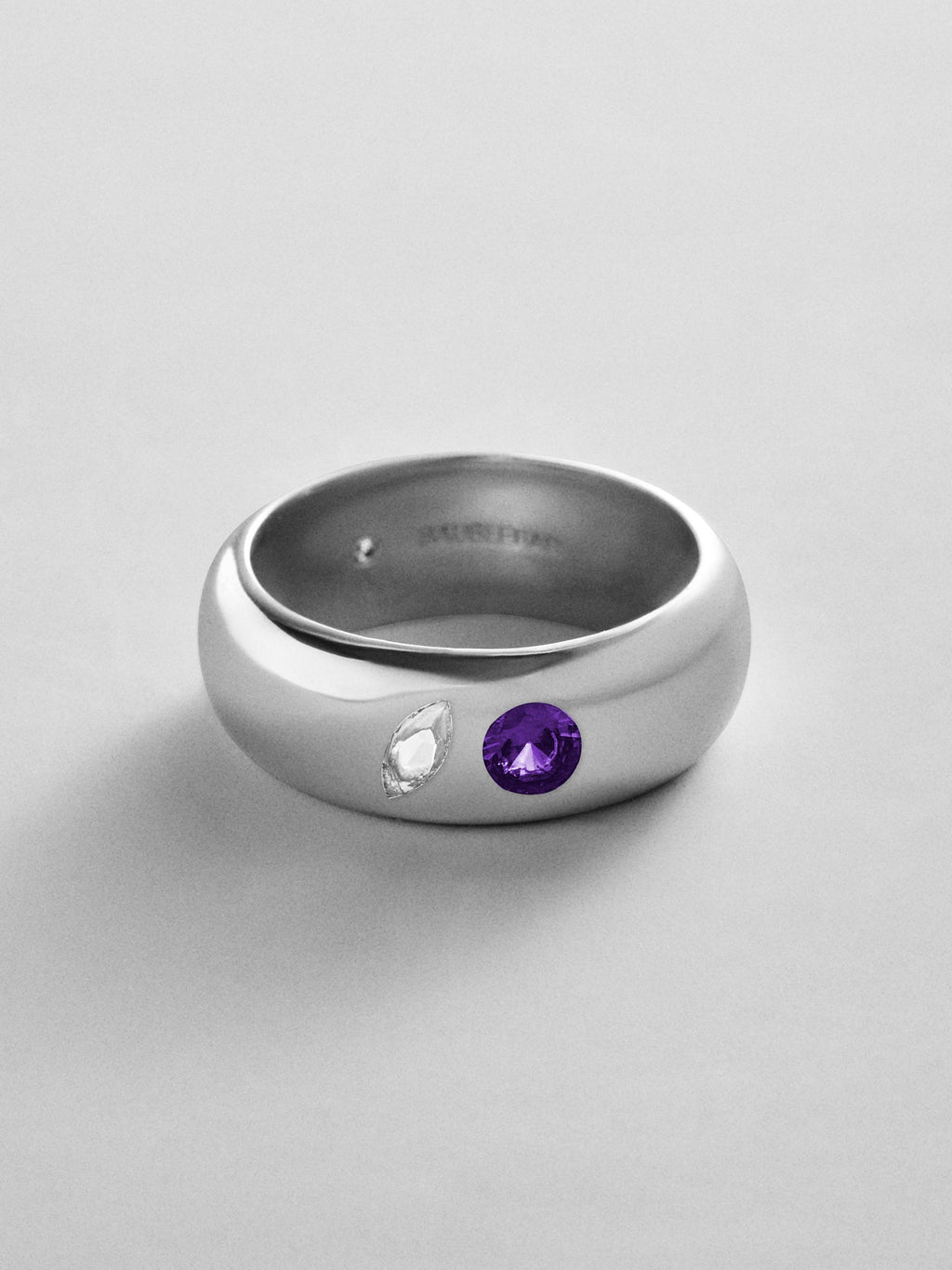 Multi-Stone Puffy Custom Birthstone Ring - Silver