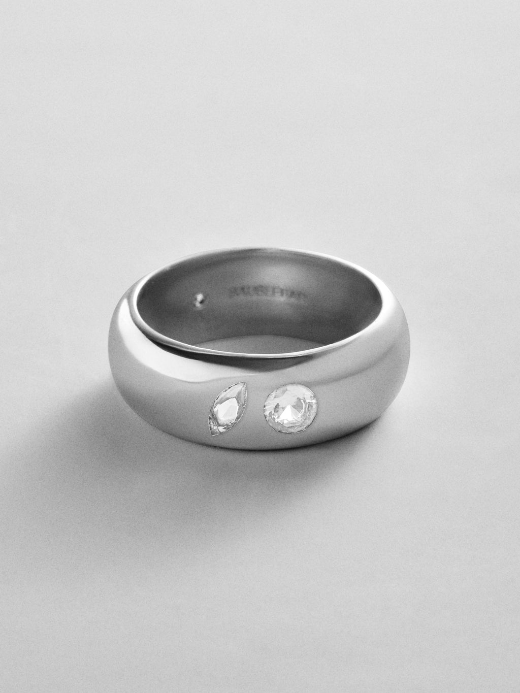 Multi-Stone Puffy Custom Birthstone Ring - Silver