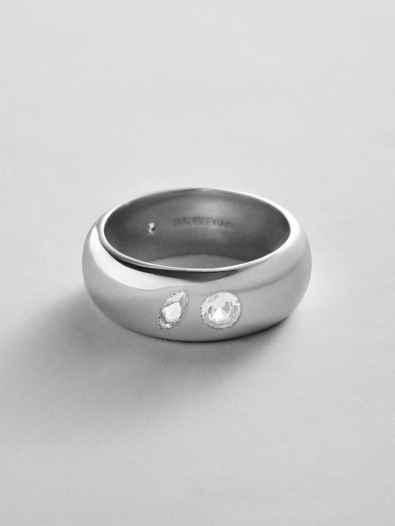 Multi-Stone Puffy Custom Birthstone Ring - Silver