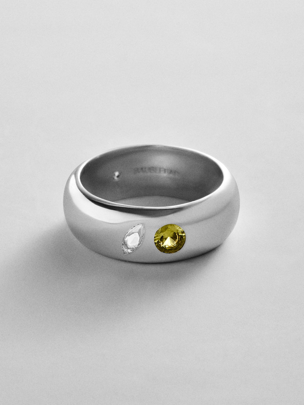 Multi-Stone Puffy Custom Birthstone Ring - Silver