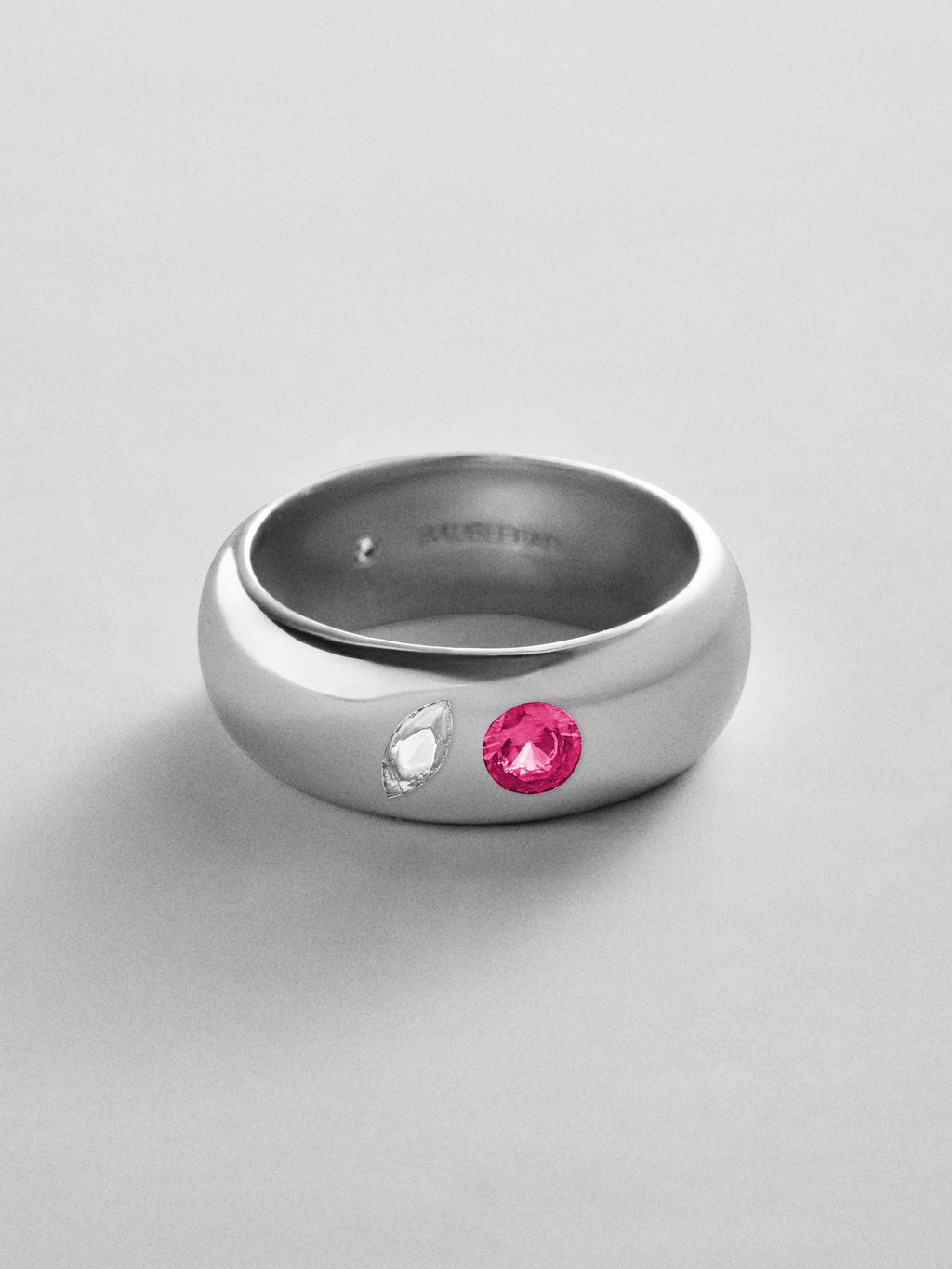 Multi-Stone Puffy Custom Birthstone Ring - Silver