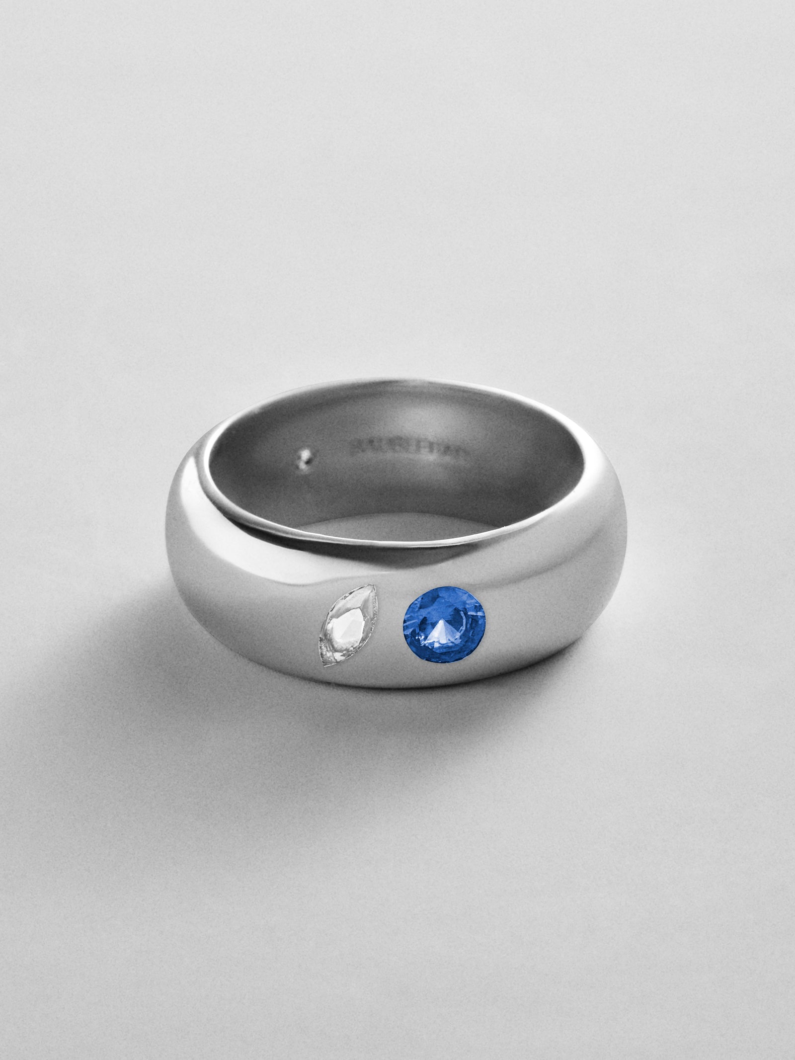 Multi-Stone Puffy Custom Birthstone Ring - Silver