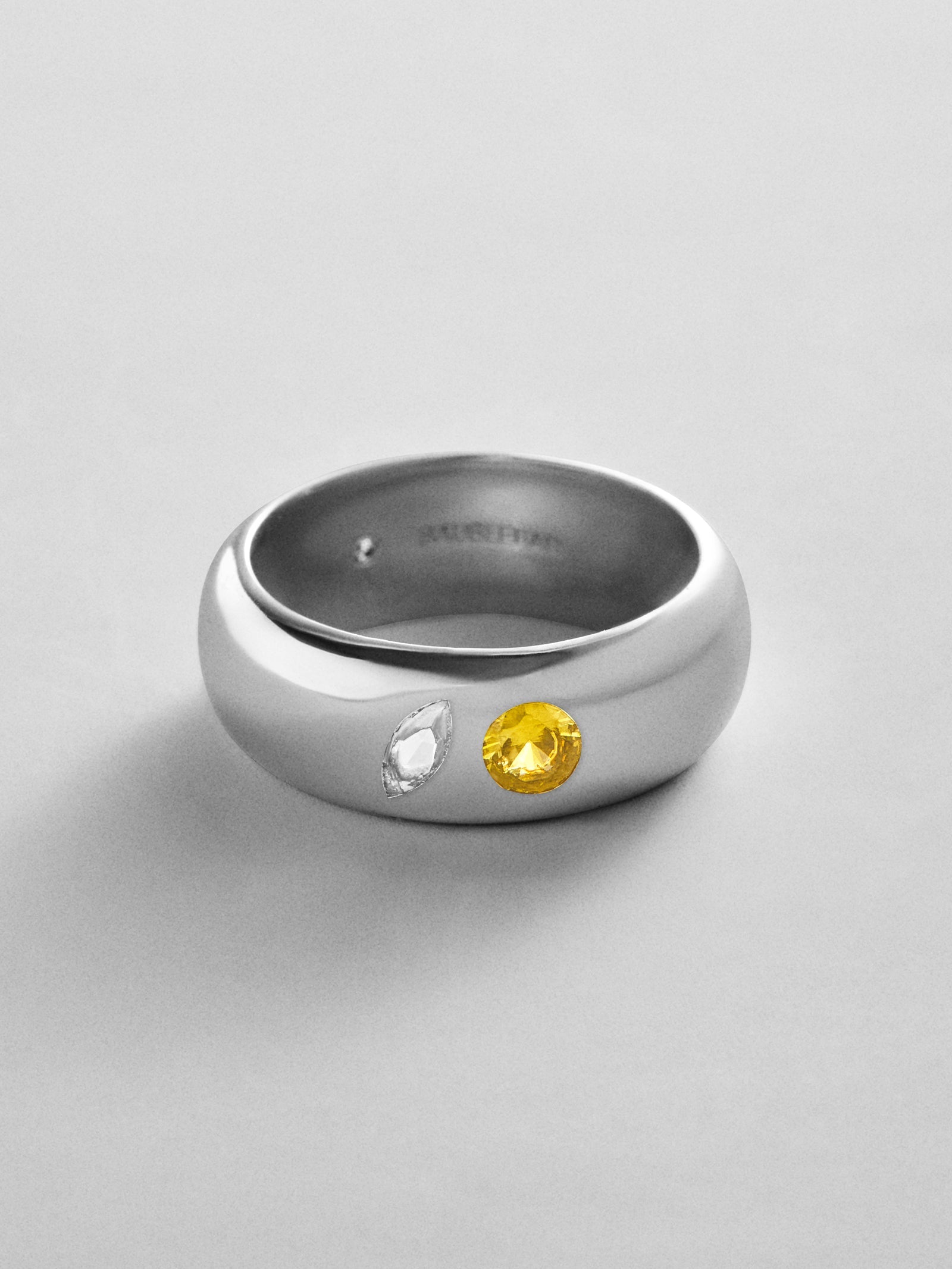 Multi-Stone Puffy Custom Birthstone Ring - Silver