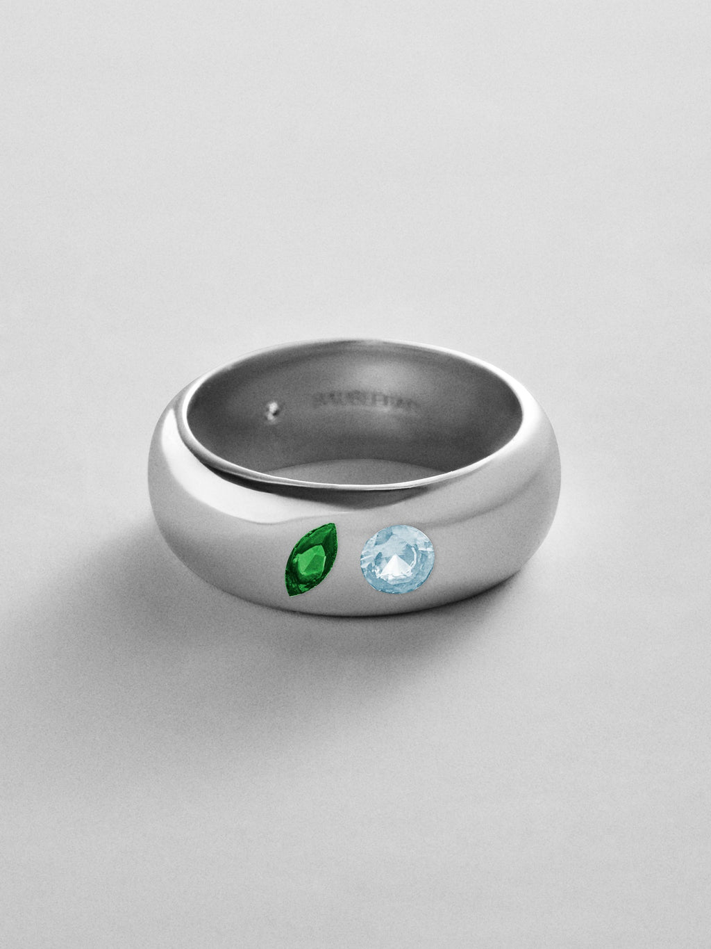 Multi-Stone Puffy Custom Birthstone Ring - Silver