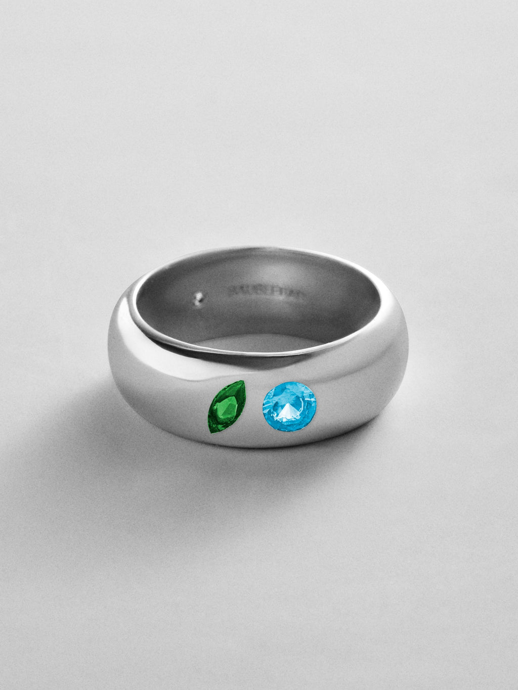 Multi-Stone Puffy Custom Birthstone Ring - Silver