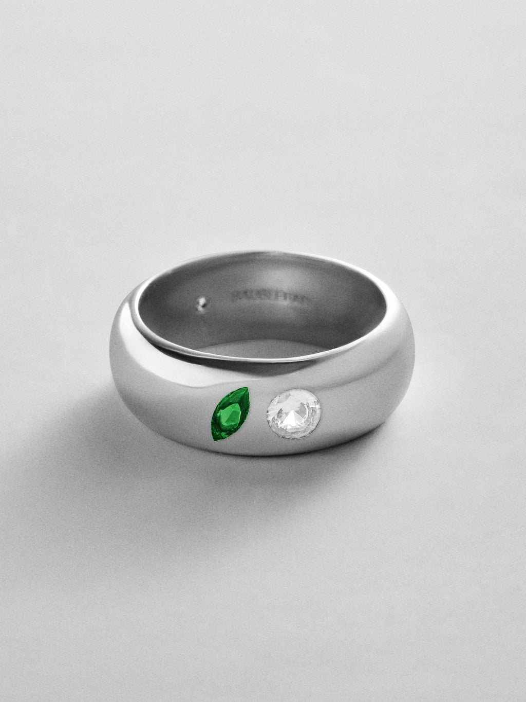 Multi-Stone Puffy Custom Birthstone Ring - Silver