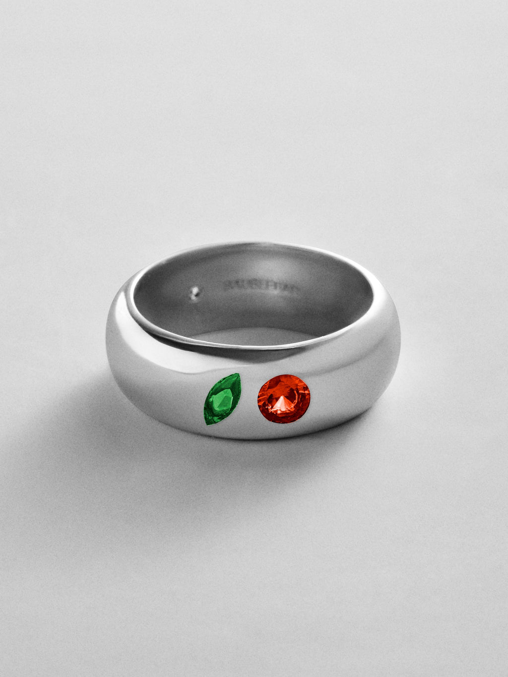 Multi-Stone Puffy Custom Birthstone Ring - Silver