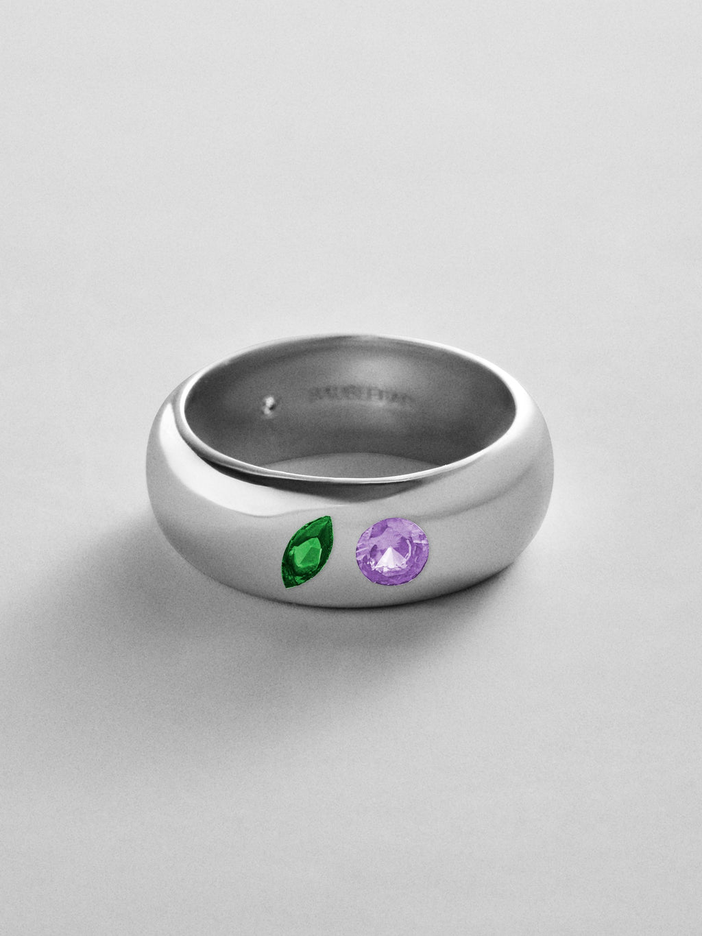 Multi-Stone Puffy Custom Birthstone Ring - Silver