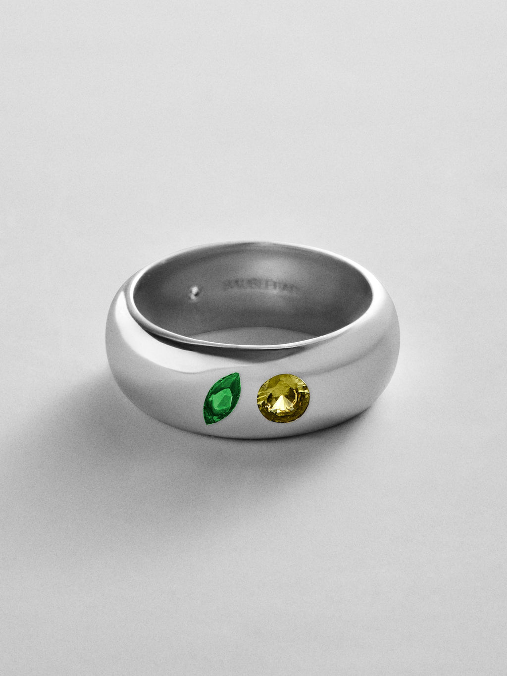 Multi-Stone Puffy Custom Birthstone Ring - Silver