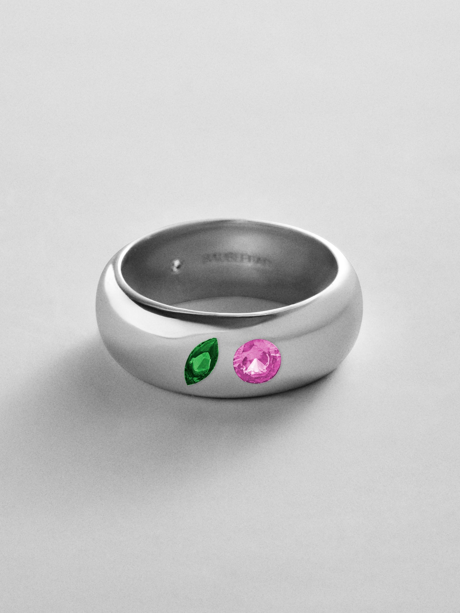 Multi-Stone Puffy Custom Birthstone Ring - Silver