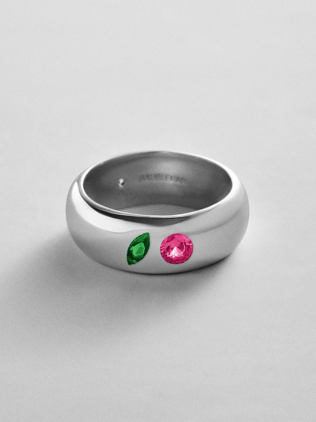 Multi-Stone Puffy Custom Birthstone Ring - Silver