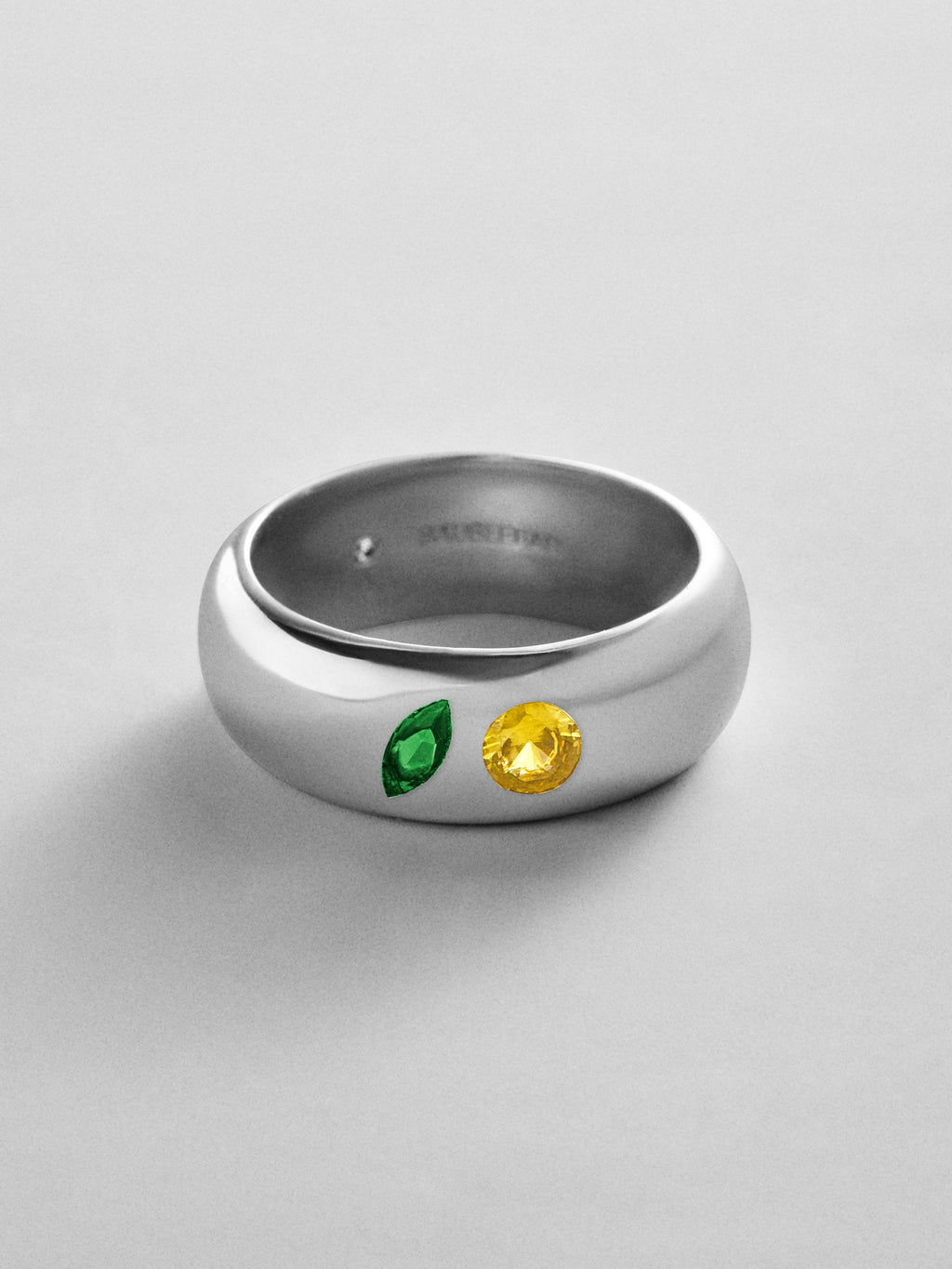 Multi-Stone Puffy Custom Birthstone Ring - Silver