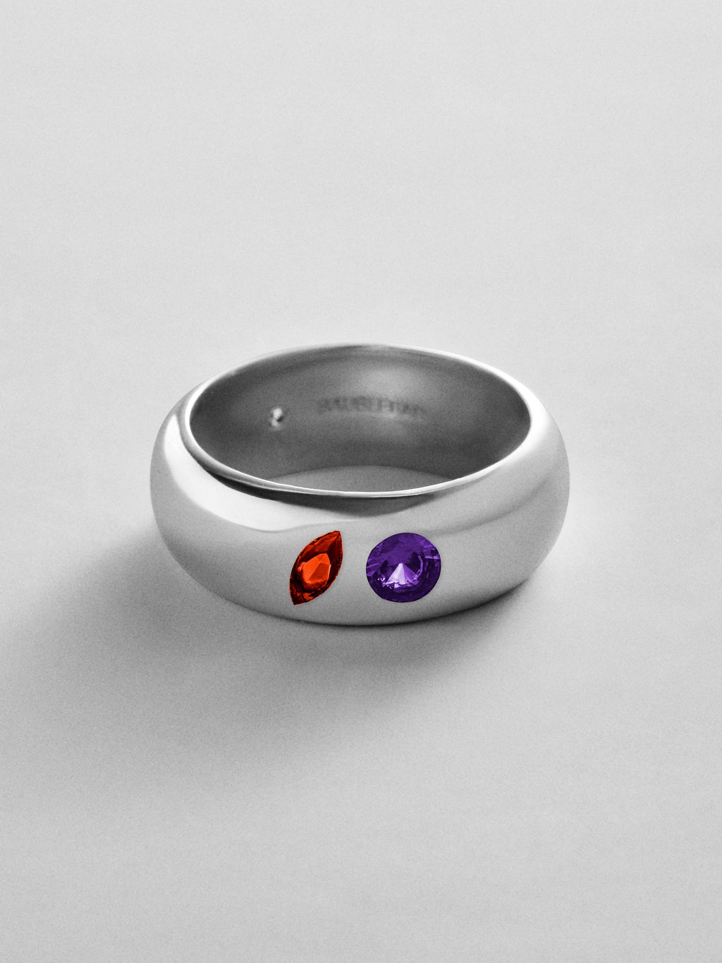 Multi-Stone Puffy Custom Birthstone Ring - Silver
