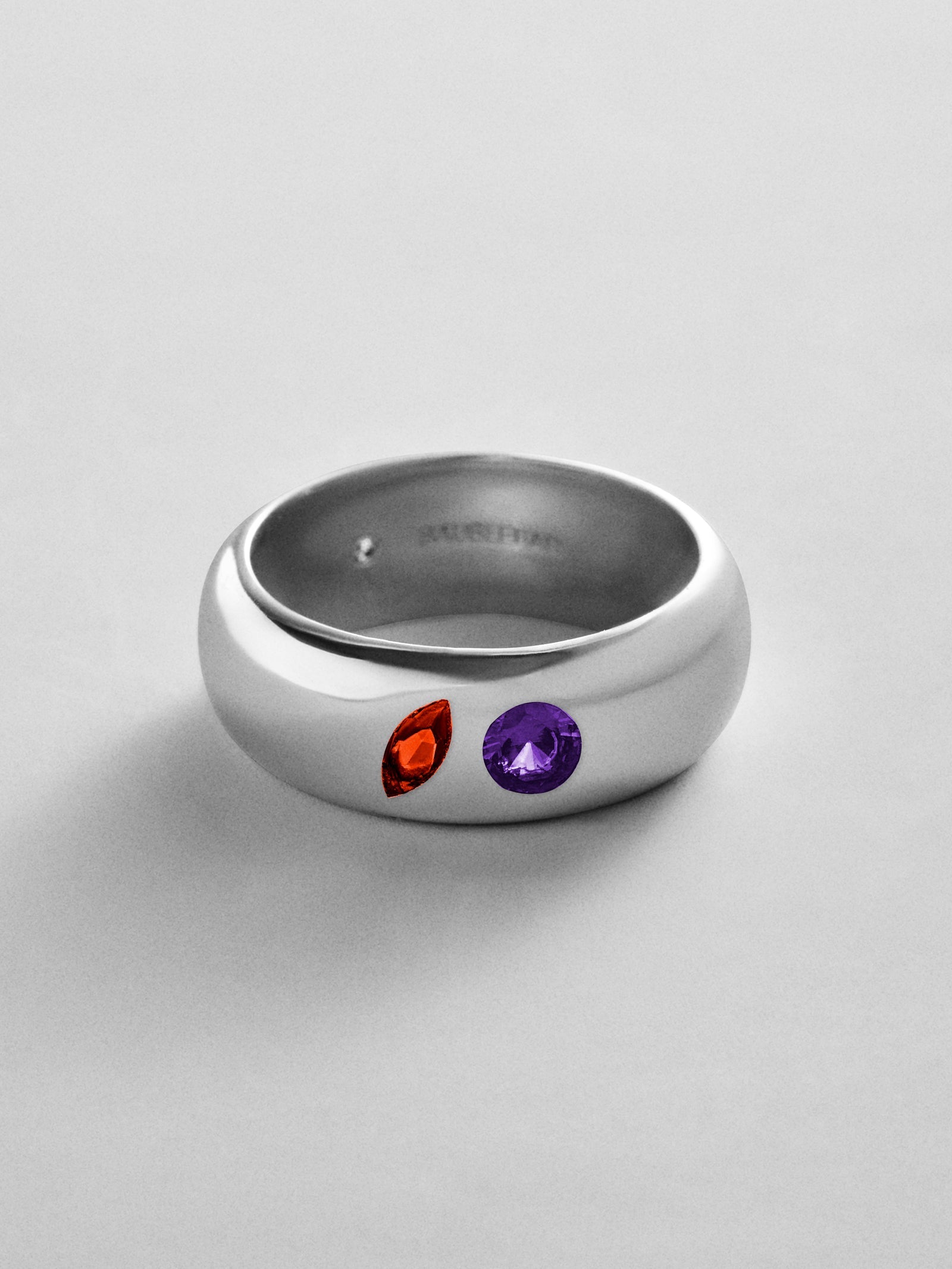 Multi-Stone Puffy Custom Birthstone Ring - Silver