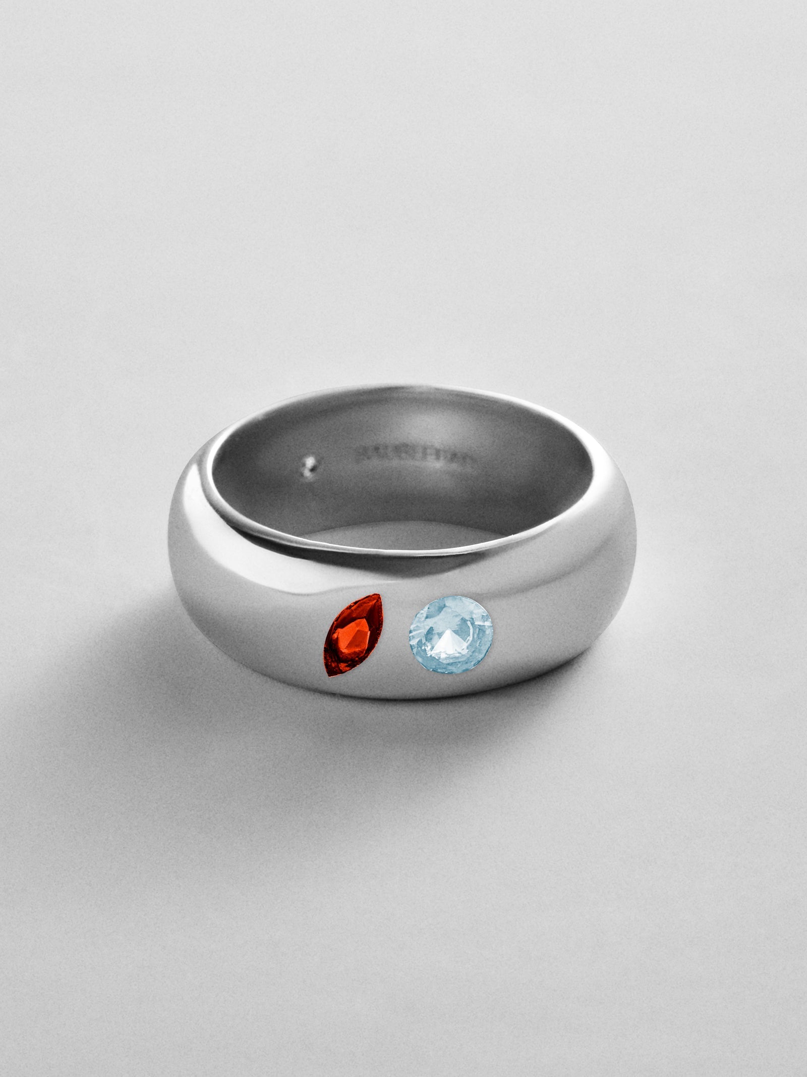 Multi-Stone Puffy Custom Birthstone Ring - Silver