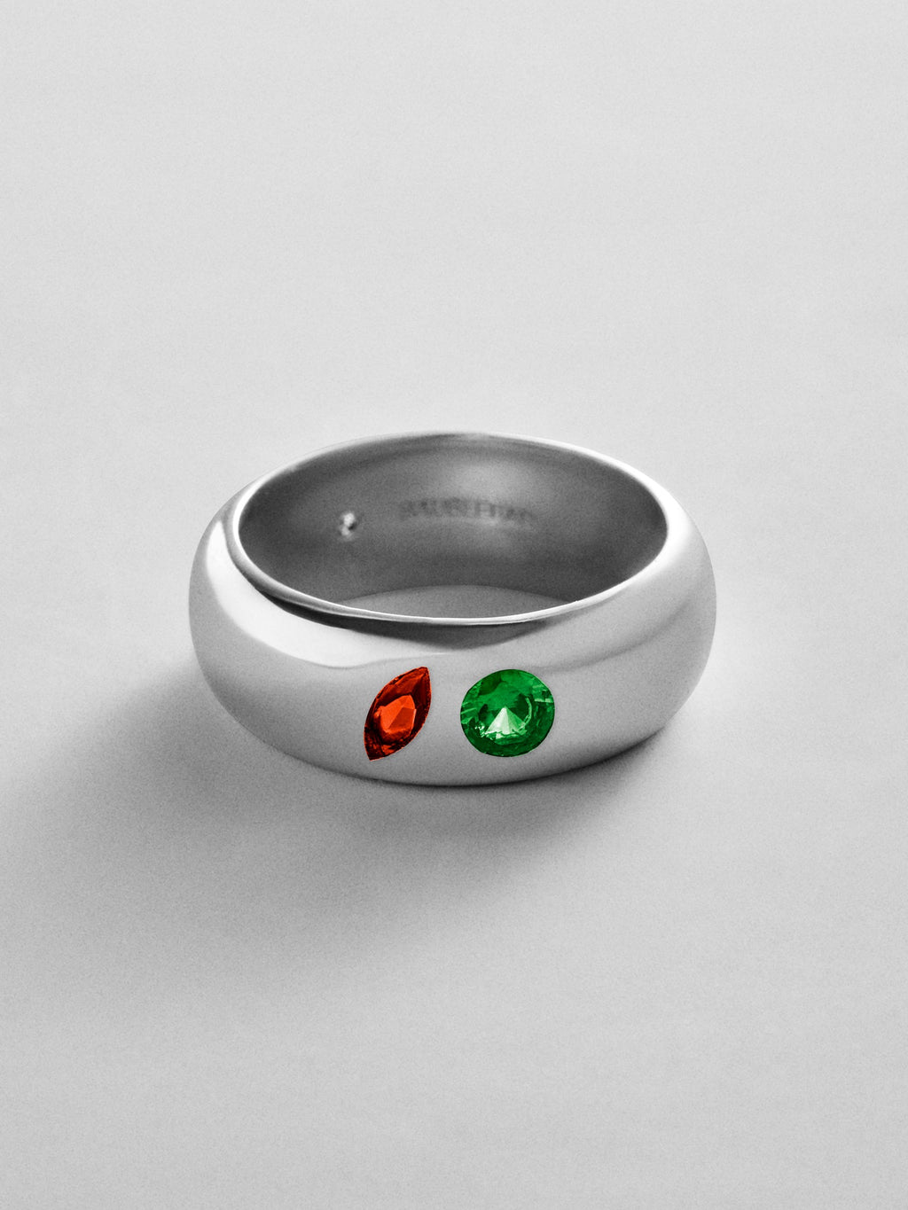 Multi-Stone Puffy Custom Birthstone Ring - Silver