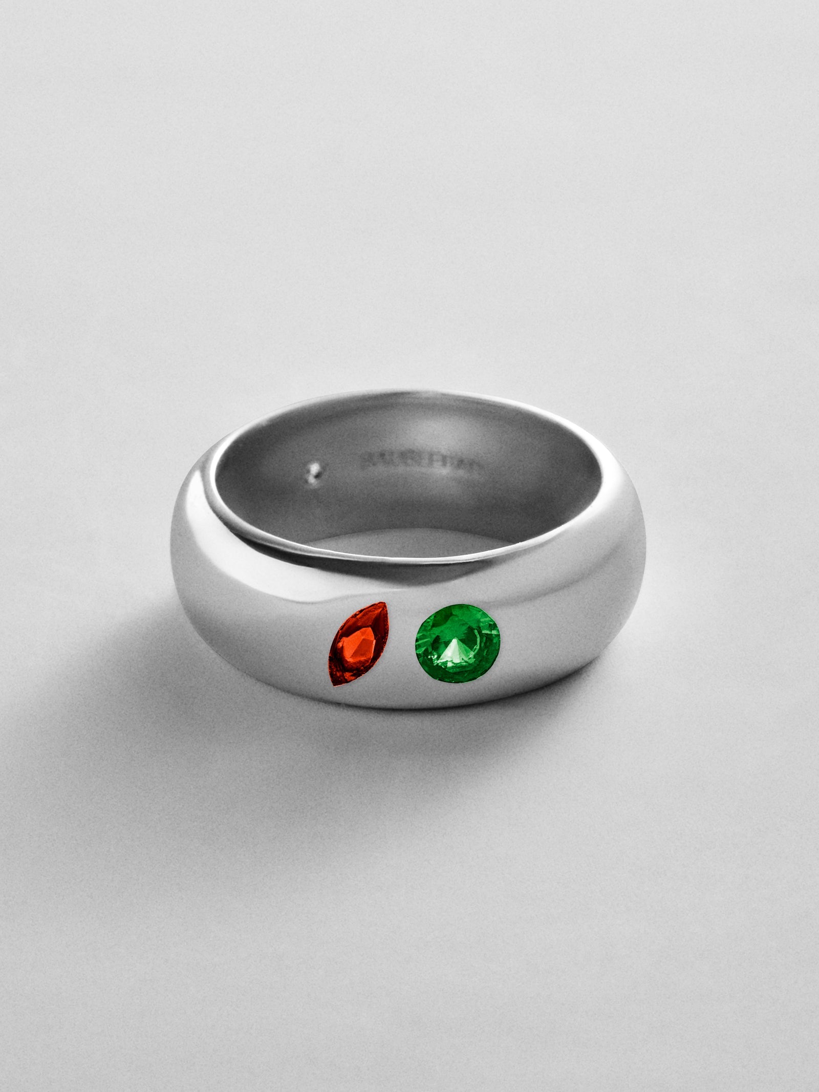 Multi-Stone Puffy Custom Birthstone Ring - Silver