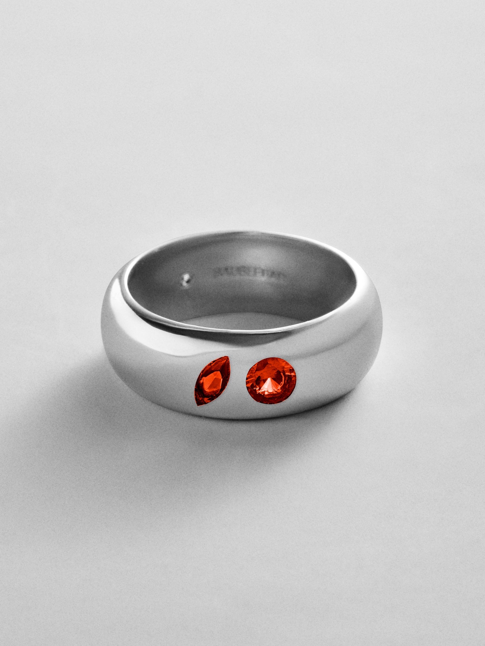 Multi-Stone Puffy Custom Birthstone Ring - Silver