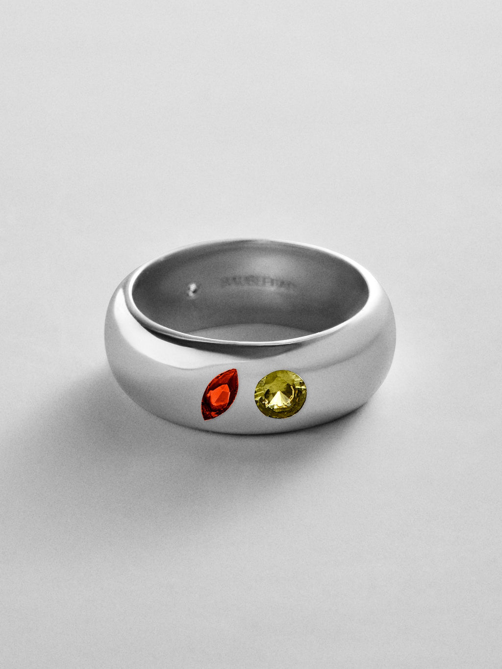 Multi-Stone Puffy Custom Birthstone Ring - Silver