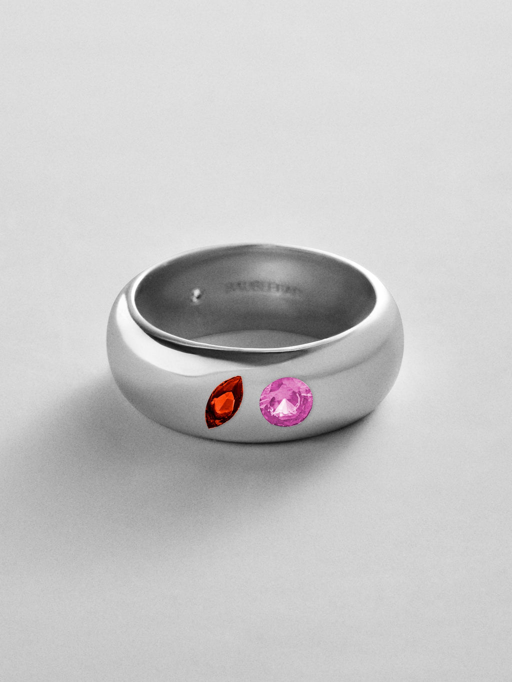 Multi-Stone Puffy Custom Birthstone Ring - Silver