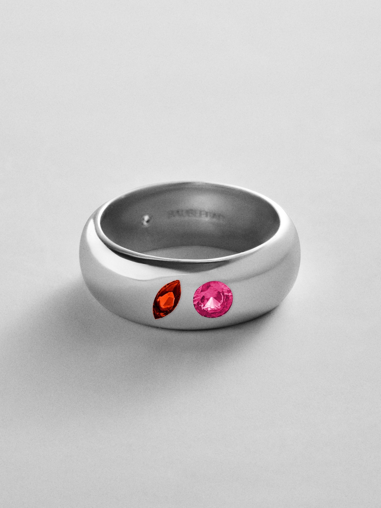 Multi-Stone Puffy Custom Birthstone Ring - Silver