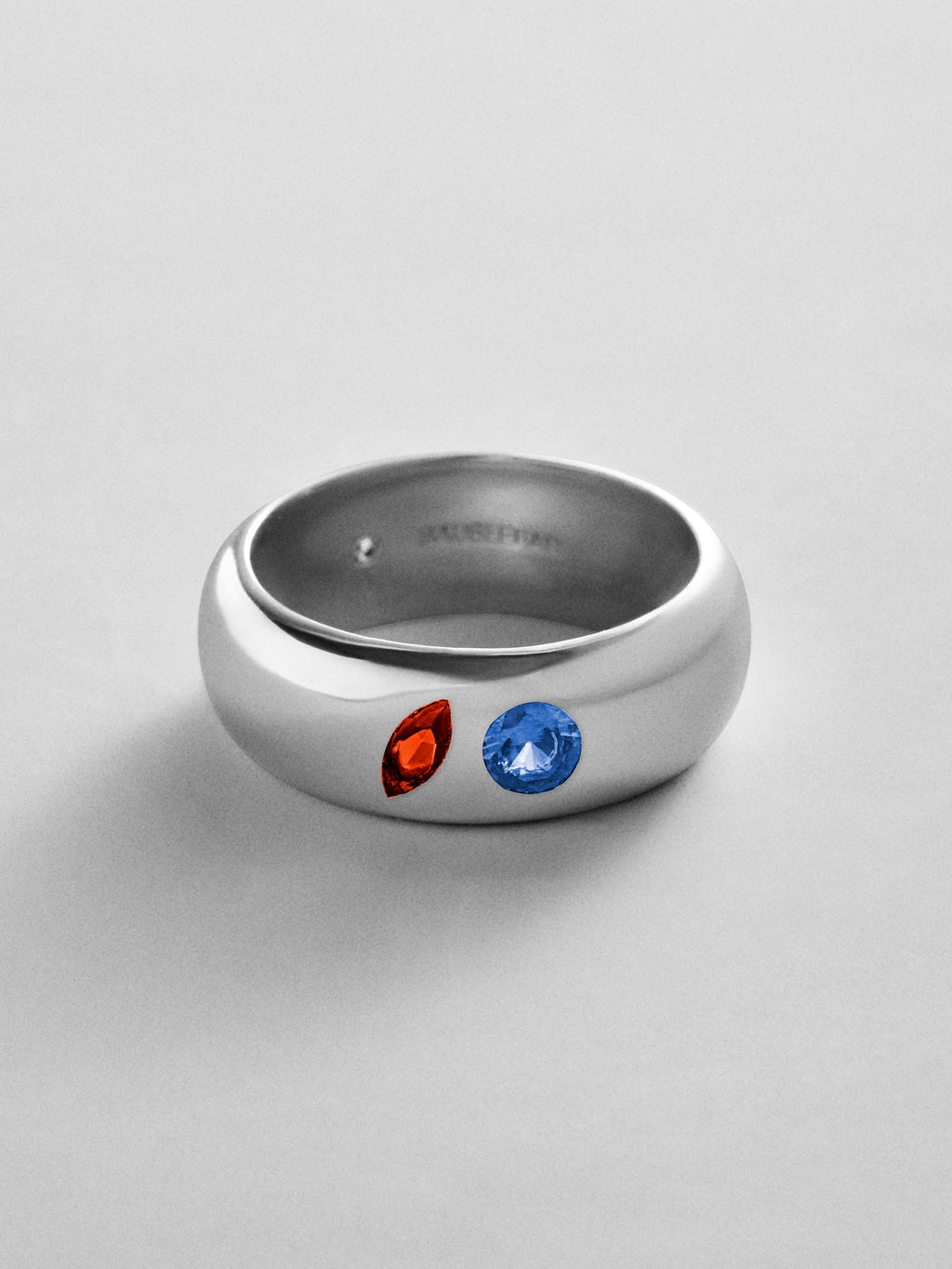 Multi-Stone Puffy Custom Birthstone Ring - Silver