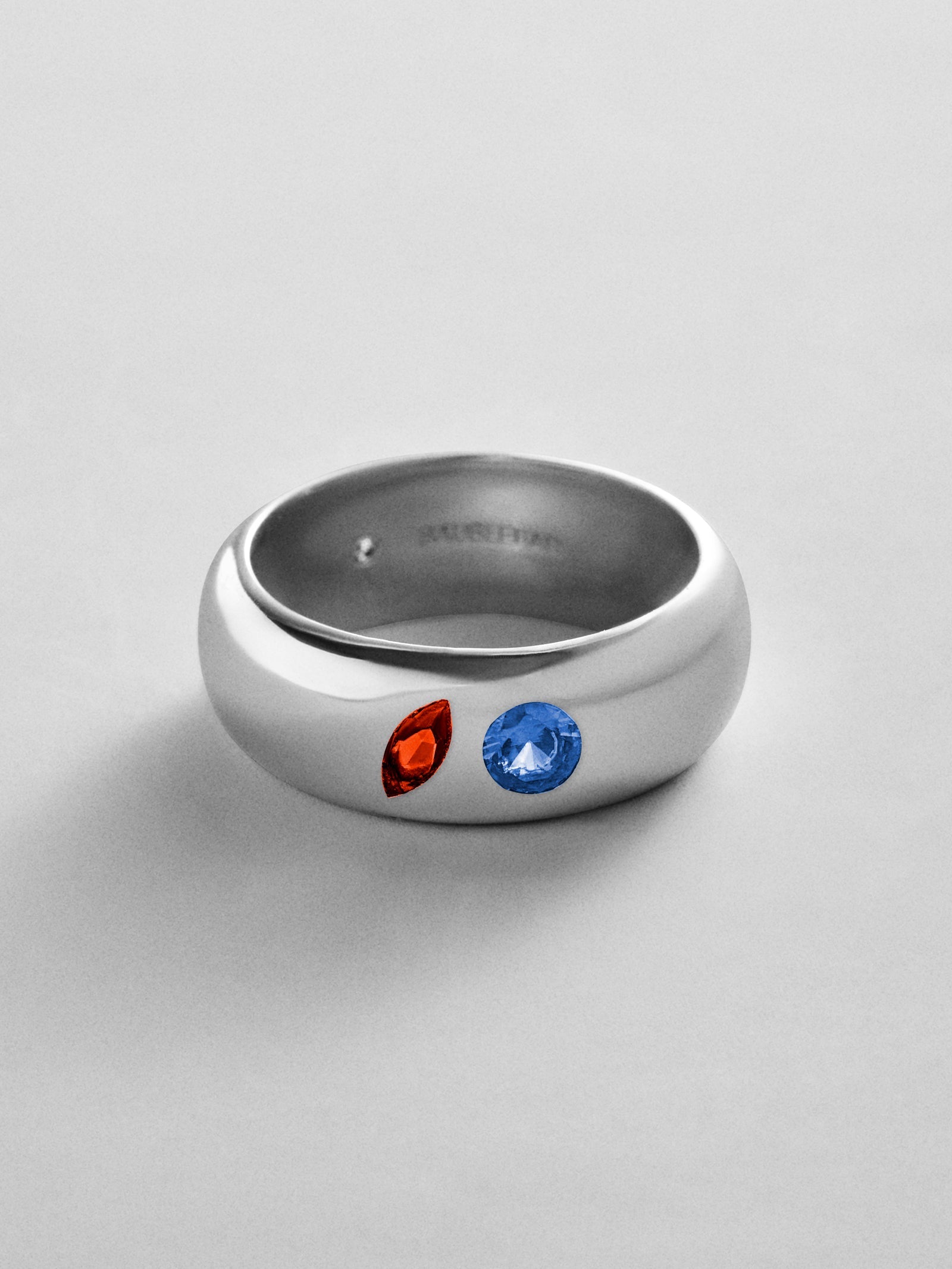 Multi-Stone Puffy Custom Birthstone Ring - Silver
